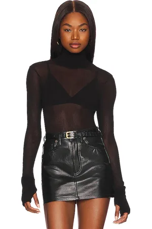 ENZA COSTA Mesh Cuffed Turtleneck in .