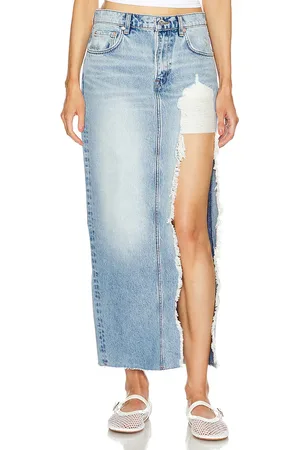 GRLFRND JUPE MAXI AVEC FENTE HAUTE BLANCA in .