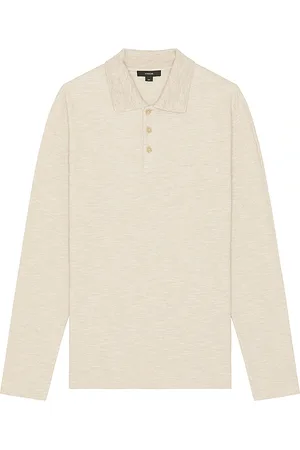 Vince Sun Faded Thermal Long Sleeve Polo in .