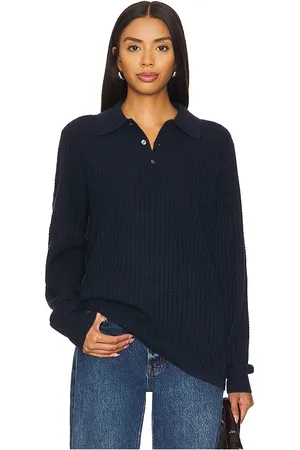Guest In Residence Theo Waffle Polo Cashmere Top in .