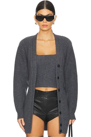 Alexander Wang Ribbed Bilayer V-neck Cardigan With Cami Twinset in .