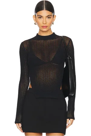 FLEUR DU MAL Knit Mesh Long Sleeve Top in .