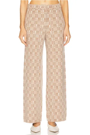 NAADAM Luxe Plaid Jacquard Wide Leg Trouser in .