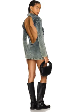 Masha Popova Twisted Front Open Back Plush Dress in .