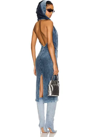 Masha Popova Open Back Cowl Neck Hoodie Dress in .