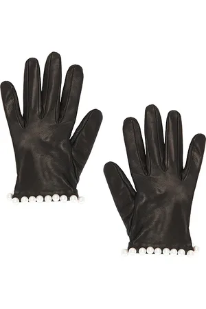 Manokhi Short Leather Gloves With Pearls in .