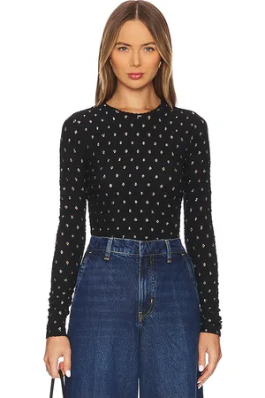 Frame Dotted Stretch Mesh Top in .