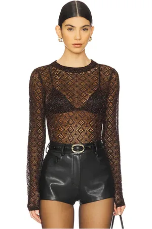 AUTUMN CASHMERE Open Pointelle Crew Neck Tee in .