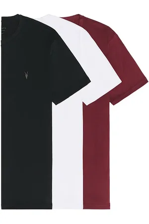 AllSaints Brace Short Sleeve Crewneck 3 Pk in Black,White,Burgundy.