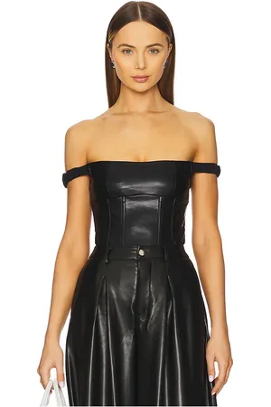 WeWoreWhat Off Shoulder Faux Leather Corset in .