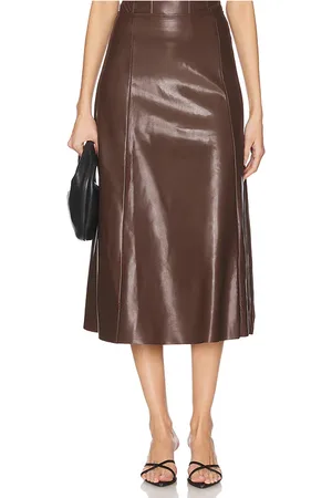 WeWoreWhat JUPE FAUX LEATHER FLARE MIDI in .