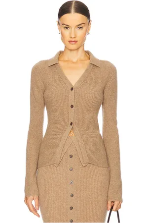 NAADAM Ribbed Collared Cardigan in .