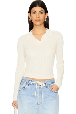 Guest In Residence Long Sleeve Cashmere Shrunken Polo in .