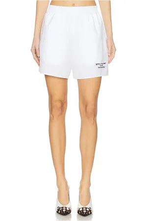 OFF-WHITE Embroidered Poplin Elastic Waist Shorts in .