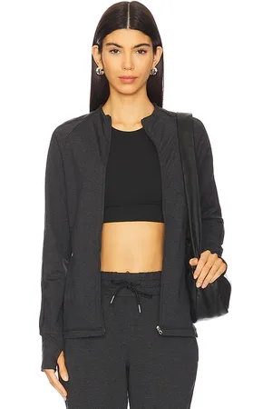 Varley Marja Zip Through Mid Layer Jacket in Charcoal,Black.