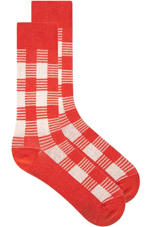 Guest In Residence CHAUSSETTES GINGHAM in Rose,Red.