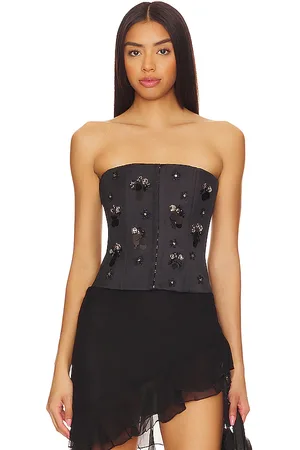 DANIELLE GUIZIO Embellished Satin Corset in .