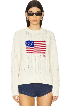 Ralph Lauren Aran-knit Flag Cotton Sweater in .