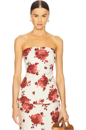 FAITHFULL THE BRAND Alexa Top in Beige,Red.