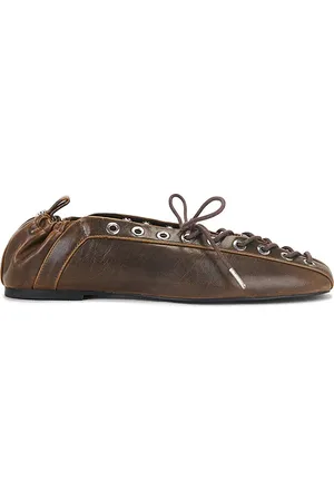 Ganni Eyelets Lace Up Ballerina in .