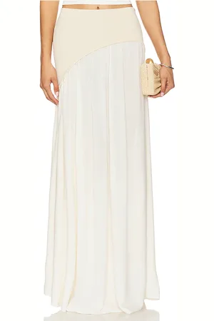 Solid JUPE LONGUE SOGLIO in Neutral,Cream.