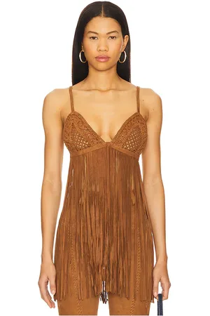Retrofete Jacinta Suede Fringe Bra in .