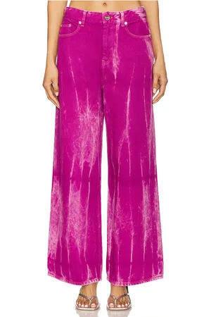 Ganni Overdyed Baggy Jeans in Purple,Fushia.