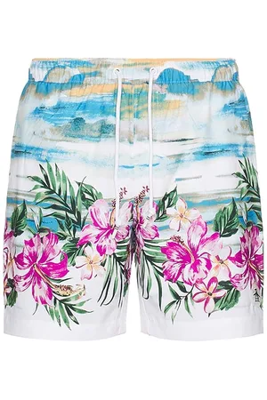 Original Penguin 7 Volley All Over Print Hibiscus Scene Swim Trunk in .