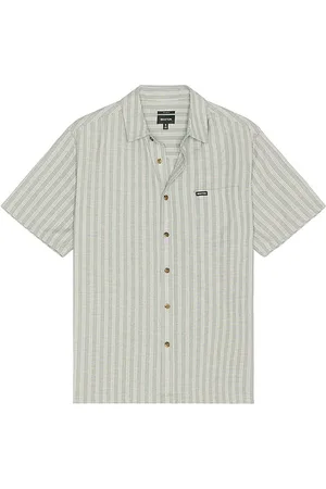 Brixton Cru Oxford Stripe Short Sleeve Shirt in .