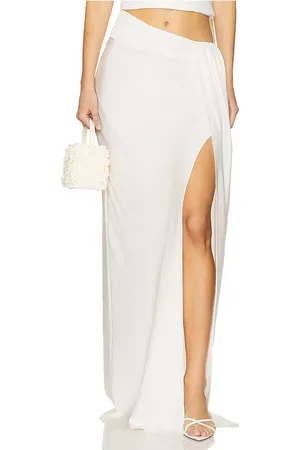 LAPOINTE Lightweight Satin Asymmetric Maxi Skirt in .