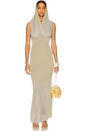 Isa Boulder ROBE MAXI LOWHOOD in Grey,Sage.