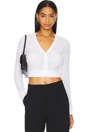 ENZA COSTA Cropped V Neck Cardigan in .