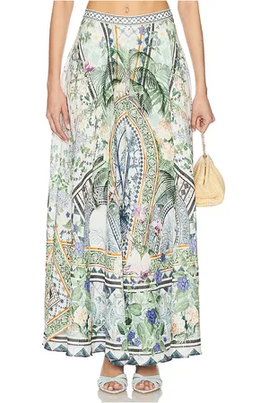 Camilla JUPE LONGUE in Green,Ivory.