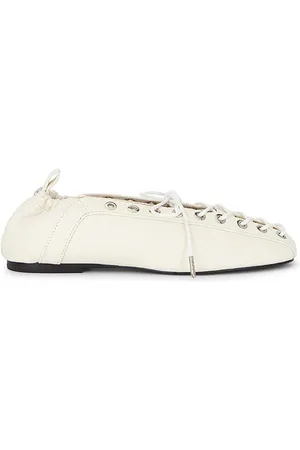 Ganni Eyelets Lace Up Ballerina in .