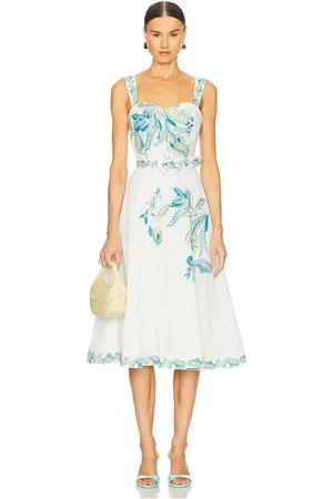 HEMANT AND NANDITA ROBE LONGUE AVEC CEINTURE in White,Blue.