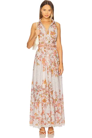 HEMANT AND NANDITA Long Shirt Dress With Buckle Belt in White,Pink.
