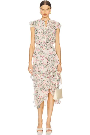 MISA ROBE MI-LONGUE ILYSA in Neutral,Green.