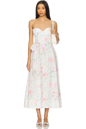 Bardot Floral Printed Tie Midi Dress in .