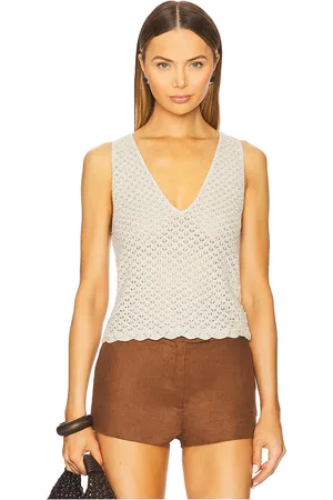ALICE+OLIVIA DÉBARDEUR ANNALISE in Light Grey,Neutral.
