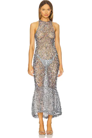 LAPOINTE Sequin High Low Midi Dress in .