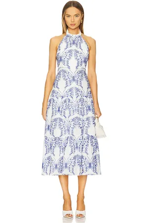 Milly ROBE MAXI DRESS in White,Blue.