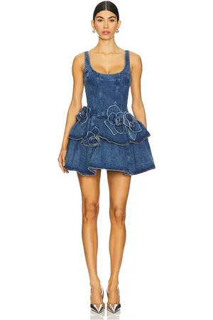 AKNVAS Devyn Saxe Denim Ruffle Dress in .