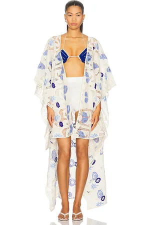 Agua Bendita PEIGNOIR DARA in Ivory,Blue.