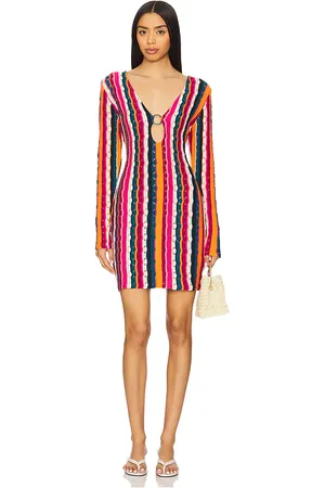 Agua Bendita ROBE COURTE CORDELIA in Fuchsia,Orange.