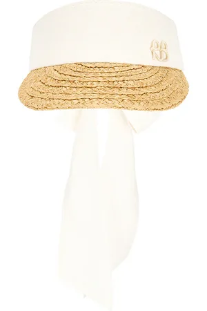 Ruslan Baginskiy VISIÈRE STRAW BRAID & LINEN VISOR in .