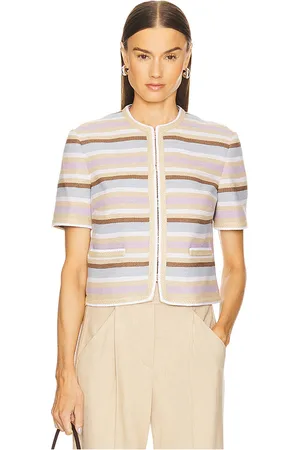VERONICA BEARD BLOUSON WYATT in Tan,Blue.