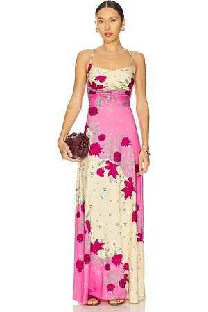 Agua Bendita ROBE MAXI ARISTA in Pink,Cream.