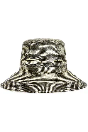 Brixton Lopez Panama Straw Bucket Hat in Black,Neutral.
