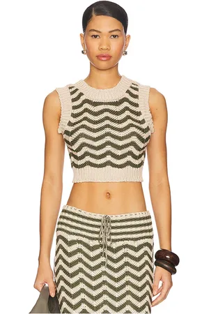 Agua Bendita TOP SANS MANCHES EMORY in Olive,Beige.
