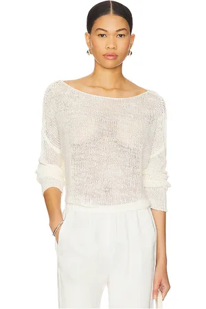 ENZA COSTA Linen Open Knit Bateau Sweater in .
